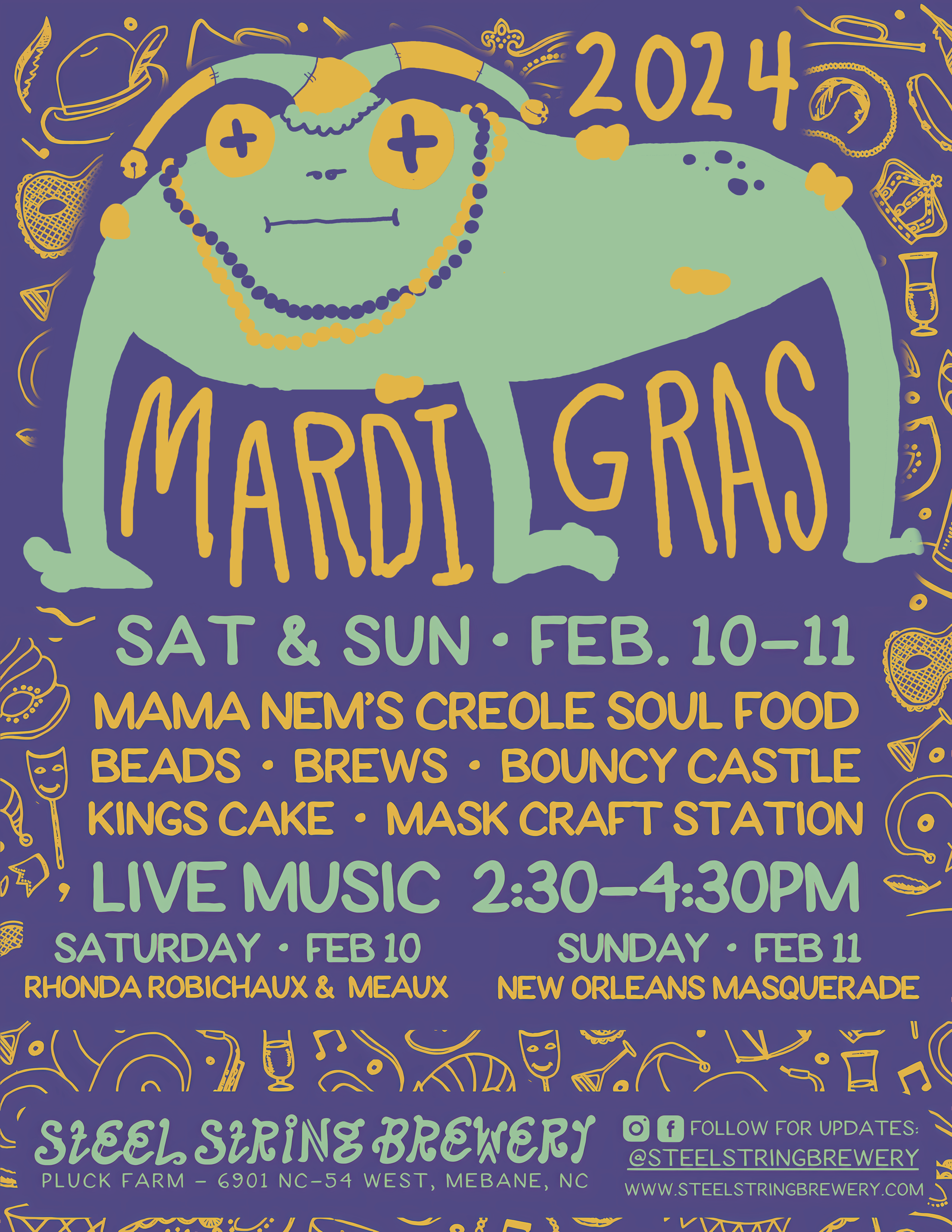 Mardi Gras Party 2024 featuring Pork N Beans Brass Band in